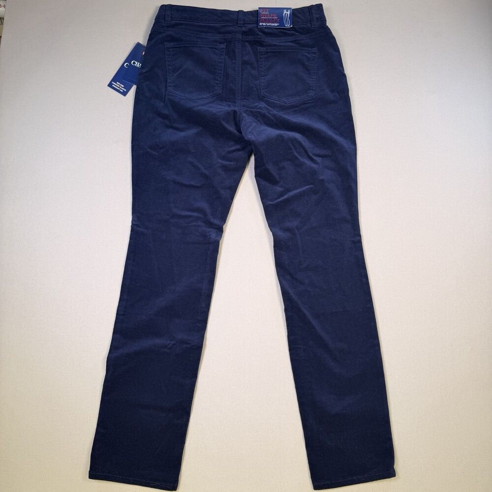 NWT CHAPS Womens Corduroy Pants Size 12 x33 Long Blue Mid Rise Straight Slimming - Picture 3 of 16
